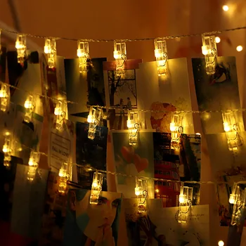 1/3/6m LED Svetlo String 3,5 cm Foto Klip Dekor Víla Svetelné Girlandy Svadobné, Vianočné Party Dekorácie Domova Napájaný z Batérií