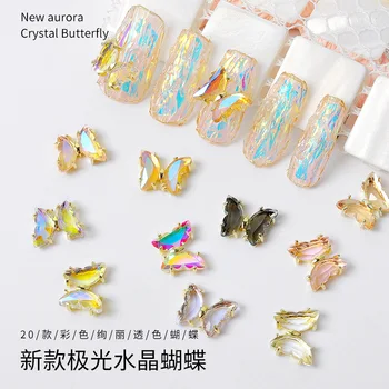 10Pcs Aurora Motýľ 3D Zliatiny Charms Holografické Zliatiny Šperky, Prívesok, Prívesky Na Nechty, UV Gel na Manikúru Nechtov Dodávky