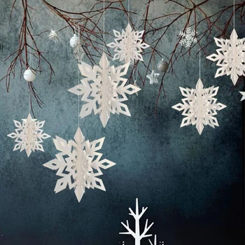 Ozdoby na vianočný Stromček Snowflake Strany 3D Hollow Snowflake Papierové Girlandy Ornament Falošné Snehu, Nový Rok Dekorácie