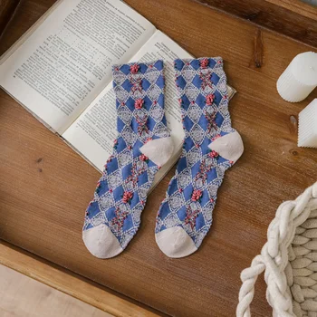 1 Párov Žien Ponožky Vintage Nové Módne Troch-dimenzionální Škole Štýl Kvet Japonskej Harajuku Zábavné Kawaii Bežné Ponožky