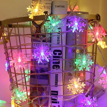 10/20/40/50/80 LED Snowflake String Víla Svetlo Ligotať Girlandy Batérie Powered Vianočné Čítanie Nepremokavé Dovolenku Strany Svadbu