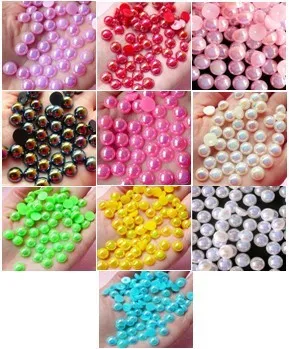 10 mm polovicu DIY pearl AB pestrej zmesi farieb(10 mm,100ks/farby/taška,10bags,celková 1000pcs)