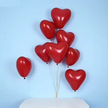 10 Palcový 2.2 g Valentines Day Dvojitej Vrstvy Červené Srdce Balóny Svadobné Dekorácie Balóny Valentína Dekor 50pcs/pack