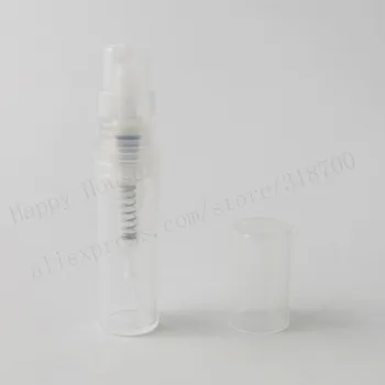 100ks/veľa Prázdnych 2ml Clear Black White roztomilý plastové hmlu parfum fľašu 2CC malé podpora vzorka parfumu rozprašovač