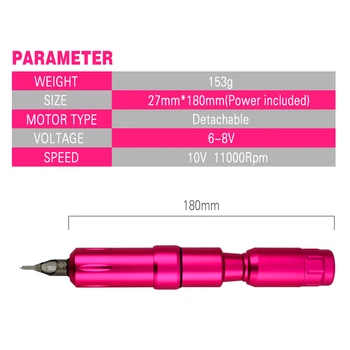 11000rpm CNC Hliníkové Ružová Led Svetlo Tetovanie Pero Stroj s Batériou Napájanie