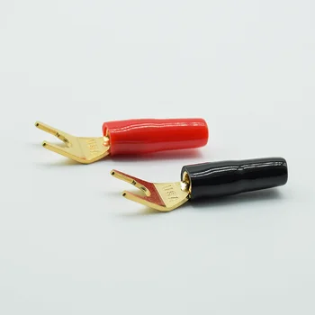1pair červená+čierna elektroinštalácie vidličky U-tvarované banánových čistej medi-á Y-tvare reproduktor konektor, audio kabeláž terminálu Konektor