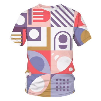 2021 Nová Geometria 3D Vytlačené T Shirt Muži Ženy Letné Horúce Módne Bežné Nadrozmerné T-shirt Harajuku Streetwear Pohode Tee Topy