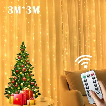 3M LED Víla String Svetlá Opony Garland USB Vlkovcový Diaľkové Vianočné Dekorácie pre Domov Nový Rok Lampa Dovolenku Dekoratívne