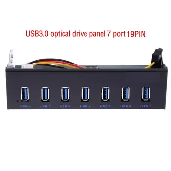 5.25 palcový USB3.0/USB2.0 7 Port HUB 19PIN Plastové Rýchle Nabitie Optickej Jednotky Panel