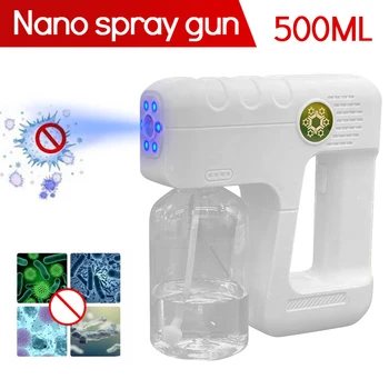 500 ML Bezdrôtové Elektrické Dezinfekcia Striekacie Pištole USB Modré Svetlo Nano Pary Striekacia Pištoľ Rozprašovač Domov UV Liquid 2 V 1 Sanitizer