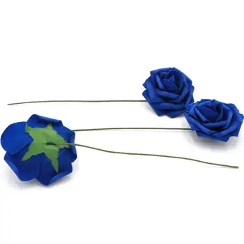 50X Kráľovskej Modrej Ruže Umelé Kvety DIY Svadobné Svadobné Kytice Svadobné Centerpices Veľkoobchod Veľa