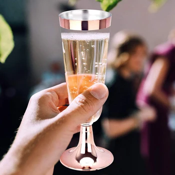 6PCS Vysoko Kvalitné Svadobné Šampanské Flauta Tvorivé Jednorazové Plastové Svadobný Pohár Šampanského Sklo Pitie Potreby Pre Párty