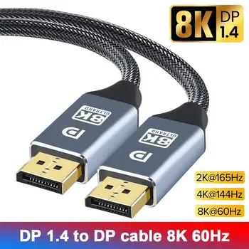 8K 60Hz DisplayPort Kábel DP 1.4 na Kábel DP 4K 144Hz HBR3 32.4 gb / S HDCP 2.2 Displej Port Adaptér pre PC Herný Monitor 2M/3M