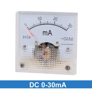 91C4 Ammeter DC Analógový Prúd Meter Panel Mechanického Ukazovateľa Typ 1/2/3/5/10/20/30/50/100/200/300/500mA/100uA/500UA
