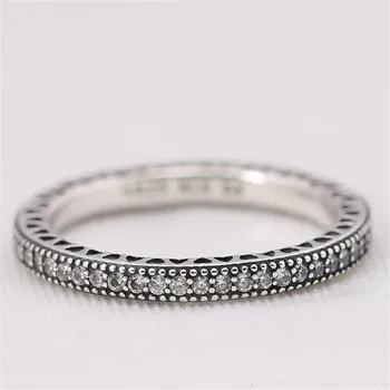 925 Sterling Silver módne Krúžok Stohovateľné Srdcia S Krištáľovo Prstene Pre Ženy, Svadobné Party Darček módne Šperky