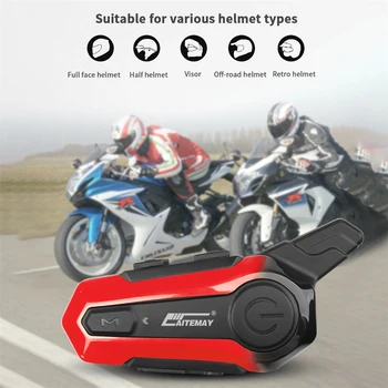 AITEMAY E1 TWS Intercom Motocyklové Prilby Headset pre 2 Jazdcov Intercomunicador Bluetooth Moto palubného telefónu Bezdrôtové Slúchadlá