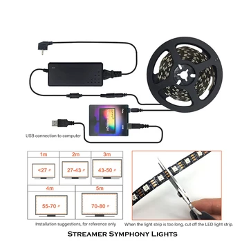 Ambilight RGB LED Streaming Kúzlo Svetla /Počítač Obrazovka SYNCHRONIZÁCIE Lampa Bar Atmosféry Pozadia, Ambibox USB Ovládanie ,1-7M