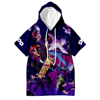 Anime SK8 Infinity Reki Miya s Kapucňou T-shirt Cosplay Kostým Krátky Rukáv, Blúzky, s Kapucňou, Topy SK OSEM tričko Lete Nadrozmerná