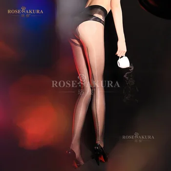 [Aurora Seriál] Lesklý Rosesakura späť linka otvorené Rozkroku Ultra-tenká Lesklá Pantyhose Sexy Pevné žakárové