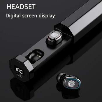 B9 Digitálny Displej Bezdrôtový Bluetooth Headset Touch Ovládania HIFI Basy Slúchadlá LED Smart Cool Tlačidlo Ľahké Nabíjanie Box