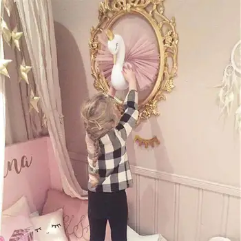Baby Girl Izba Dekor 3D Plyšové Zviera Hlavy Swan Nástenné Závesné Dekorácie Vypchaté Hračky Pre Dieťa, Spálne, detskej izbe Mäkké Nainštalovať Dekor
