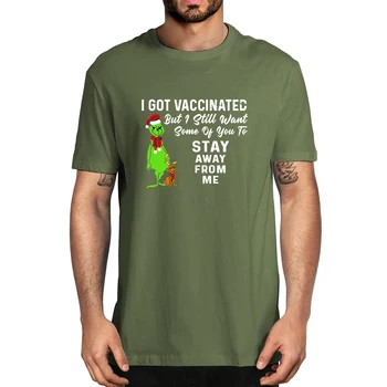 Bavlna som sa Dostal Očkované Vianočné 2021 Vakcíny Mužov Novinka T-Shirt Ženy Bežné Streetwear Harajuku Nadrozmerná Tee EÚ Veľkosť