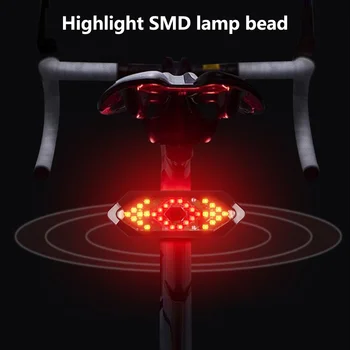 Bicykel smerovku Diaľkové Ovládanie Bicykla Smer Indikátor MTB LED Zadné Svetlo s USB Nabíjateľné Cyklistické zadné svetlo s Horn