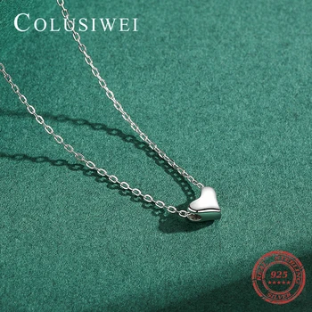 Colusiwei Hot Predaj 925 Sterling Silver Hladká Láska Prívesok v Tvare Srdca Náhrdelník Roztomilý Kúzlo Náhrdelník pre Ženy Módne Šperky