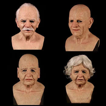 Cosplay Gumy Starý Muž Tvár-kryt Realistické Strašidelné Latex Maska Horor Pokrývky hlavy Cosplay Rekvizity pre Dospelých Muž Žena