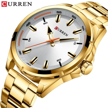 CURREN Luxusné Módne Business Hodinky Mužov Náramkové hodinky z Nerezovej Ocele, Quartz Top Značky Hodiny Zlatý Darček
