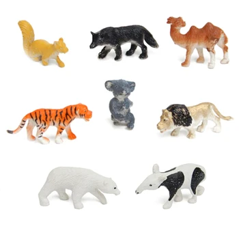 Deti hospodárskych zvierat, modely postáv figúrky nastaviť malé plastové hračky Simulácia kôň, mačka, pes, krava, ošípaných, oviec, Kura, kačica Darček 8Pcs