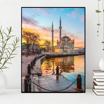 Diy 5d Turecko Scenérie Plné Námestie/Kolo Kamienkami Hagia Sophia Cirkvi Istanbul Mešita Grand Cross Stitch Art Decor Pre Domáce