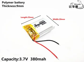 Dobrý Qulity 3,7 V,380mAH 902025 Polymer lithium ion / Li-ion batéria pre tablet pc BANKA,GPS,mp3,mp4