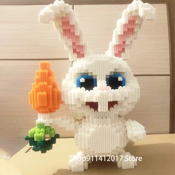 Domáce Zvieratá Roztomilý Kreslený Králik Stavebné Bloky, Hračky Bunny 3D Model Stanovuje Cutein Mini Micro Tehly Pre Deti Narodeninám