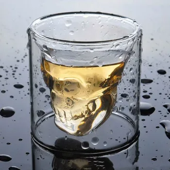 Dvojité vrstvený Transparentné Lebka Hlavy Káva Hrnček Izolácie Krištáľové Sklo Pohár pre Domáce Bar Klube Whisky Víno, Pivo, Víno Drinkware