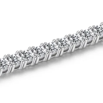 ELSIEUNEE 925 Sterling Silver 3 MM Kolo Simulovaný Moissanite Diamanty Kúzlo Tenis Náramky pre Dievčatá, Svadobné Jemné Šperky