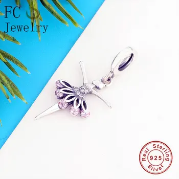 FC Šperky Nosenie Pôvodnej Značky Kúzlo Náramok 925 Silver Balerína Balet Girl Pink Zirconia Šaty Perličiek, Takže Berloque 2020