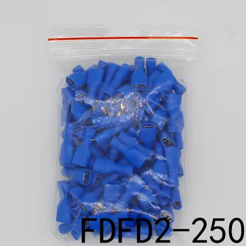 FDFD2-250 FDFD2.5-250 Žena Izolované Elektrické Krimpovacie Terminálu na 1,5-2.5mm2 Konektory, Kábel, Vodič 100KS/Bal FDFD
