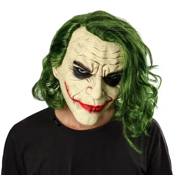 Halloween Latex Maska Dark Knight Cosplay Horor Strašidelné Klaun Maska Joker Maska s Zelené Vlasy Parochňa na spoločenské Kostýmy Dodávky