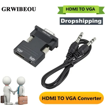 HDMI VGA Female to Male Digitálneho Na Analógový signál 1080P HDMI / VGA Audio a Video Prevodník pre PC, Notebook, TV Box Projektor