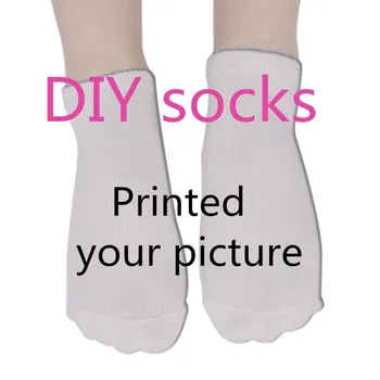 Horúce Pôvodné Vlastné Krátke Ponožky 3D Vytlačené Vlastnú Fotografiu, Logo Tvár Funny Dizajn Bežné Bavlnené Ponožky Športové Cyklistické Nízke Ponožky