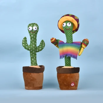 Hovorí Tanec Kaktus USB Nabíjanie Shake Plyšové Hračky Krásne Detstve Bábika Opakovať Domova Dekorácie, Doplnky