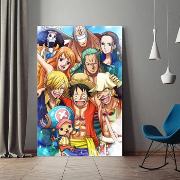 Japonské Anime JEDEN KUS Plátno na Maľovanie na Stenu Umenia Pre Obývacia Izba Slamený Klobúk Piráti Opice D. Luff Obraz Domova Plagáty
