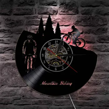 Jazda na horských Bicykloch LED Nástenné Hodiny Freeride Biker Šport Vinyl Nástenné Hodiny Moderný Dizajn Bicykli jazda na Bicykli Dekor Domova relojes
