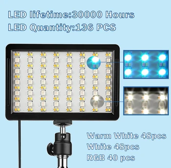 JYYXF Dual Panel LED Svetlo na Fotografovanie Osvetlenie 10W 2500-6500K RGB Teplá Biela s Rozšíriteľný Statív Pre Live Stream Videa Foto