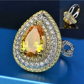 Krúžok Žien Lady Šperky Obrovskú Svadbu Jemné CZ Luxusné Šperky