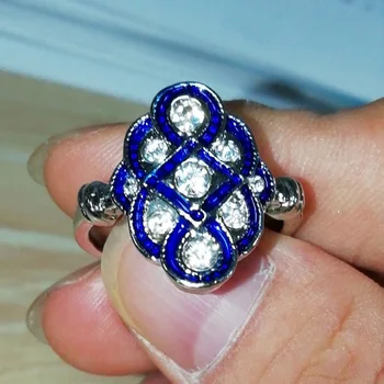 Luxusný Biely Crystal Prstene pre Ženy Vintage Šperky Kúzlo Strieborná Farba Zásnubný Dar Bague Femme Anillos Mujer