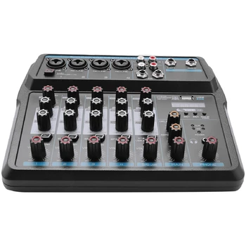 M-6 Prenosný Mini Mixér Audio DJ Konzola s Zvukovú Kartu, USB, 48V Phantom Power pre PC Nahrávanie Spevu Webcast Strany(US Konektor)