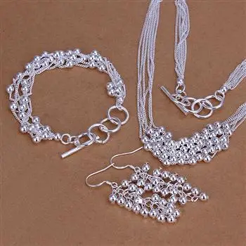 M925 joyas de plata esterlina bolas colgante del golier y pulsera y pendientes de plata 3 Unidades CS137