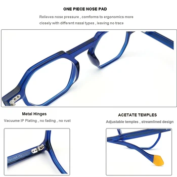 Muži okuliare Acetát 2022 Klasické Okuliare Dizajnér Vintage Námestie Nadrozmerné Optických Okuliarov na Predpis Okuliarov